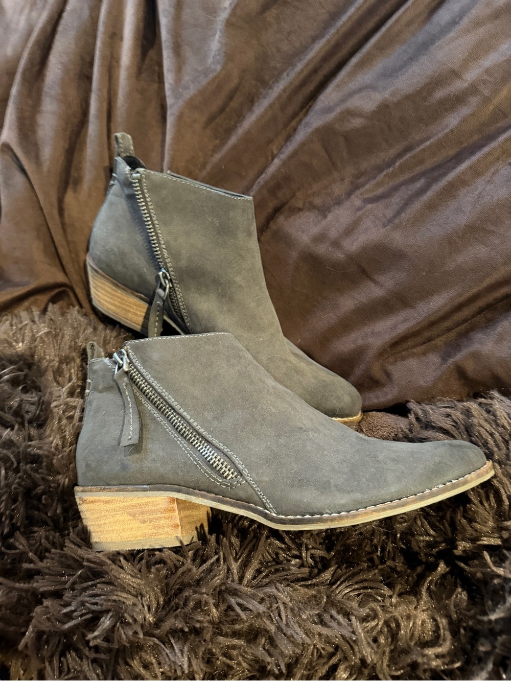 Dolce Vita Gray Suede Side-Zip Ankle Booties